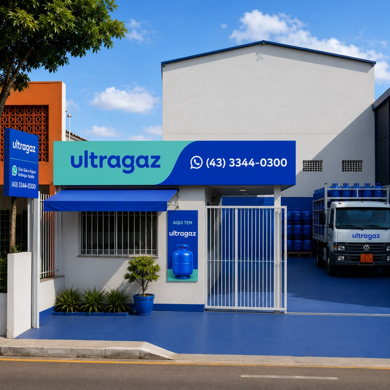 Fachada da Gás 0300 Londrina, revenda autorizada Ultragaz